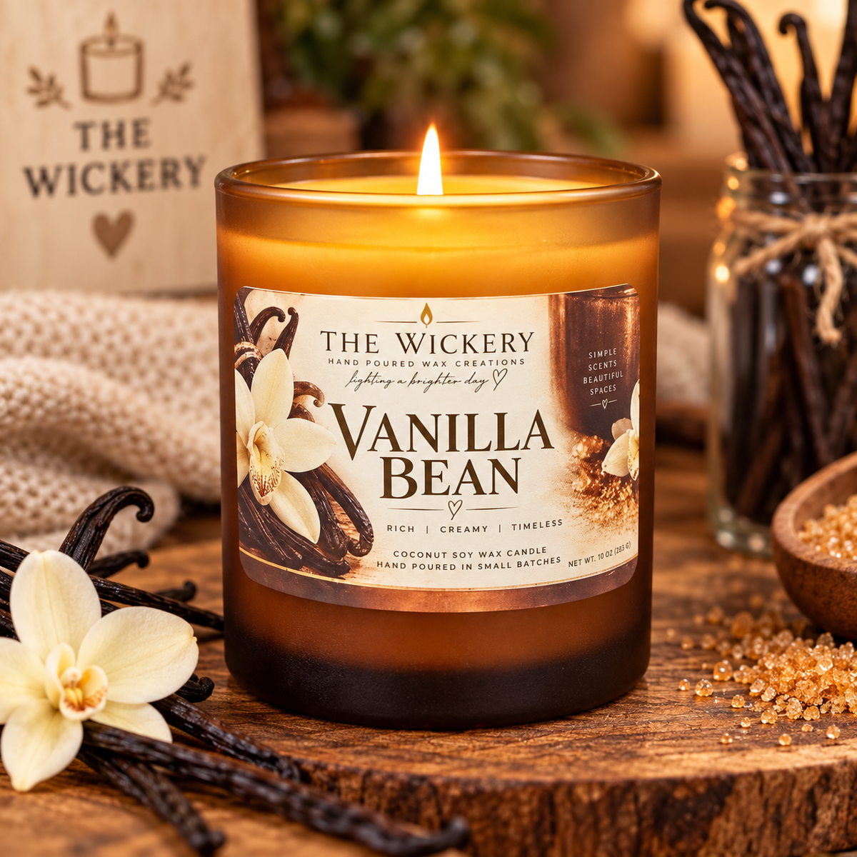 Vanilla Bean Candle | 10 oz Hand-Poured Coconut Soy Candle  ✨ Product Description