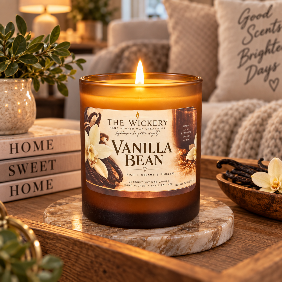 Vanilla Bean Candle | 10 oz Hand-Poured Coconut Soy Candle  ✨ Product Description