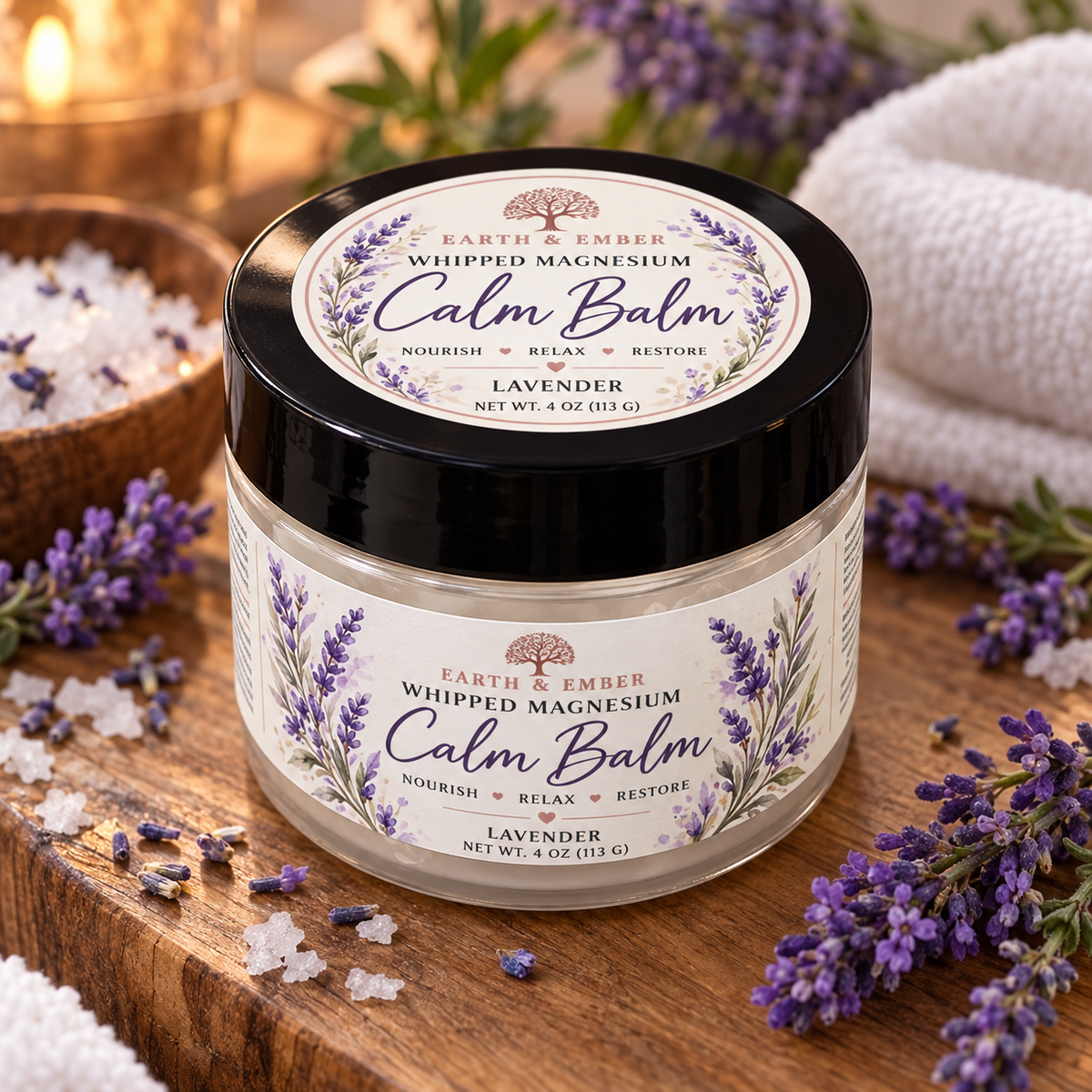 Calm Balm Magnesium Whipped Body Lotion Nourishing Relaxing Handmade Body Cream