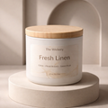 Fresh Linen Candle 12 oz Clean Laundry Scented Soy Candle Spring Laundry Fragrance Minimalist Home Decor Gift for Her The Wickery
