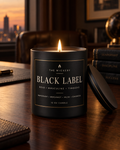 Black Label Candle | Mahogany, Bergamot, Musk & Oakmoss | 10 oz Coconut Soy Candle | Masculine Home Fragrance