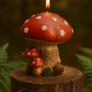 Forest Forage Mushroom Candle – Handpainted Fungi-Inspired Candle with Woodsy Scent | The Wickery