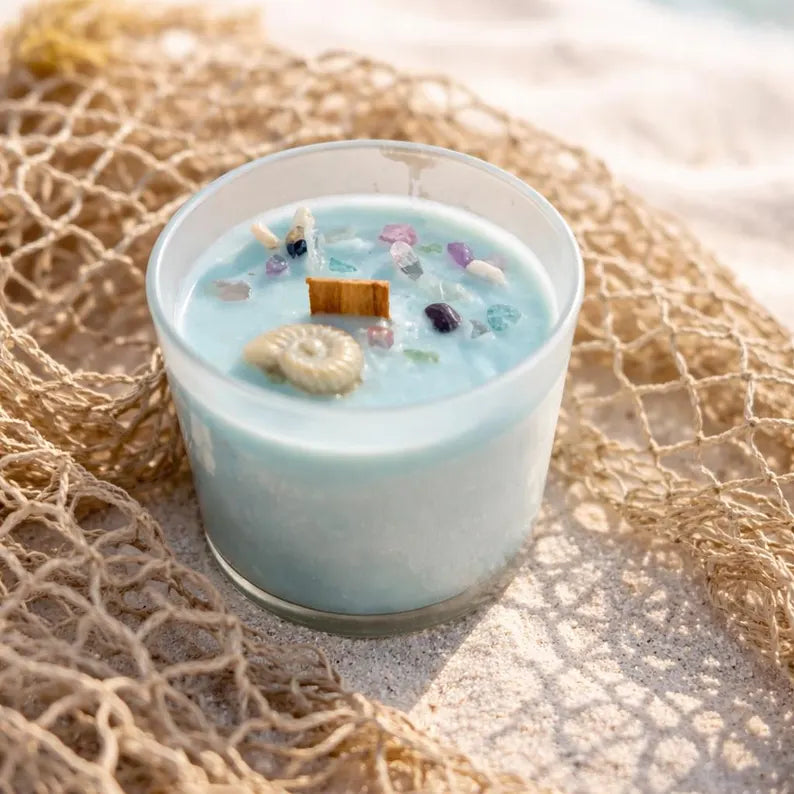 Sea Glass Soy Candle | Coastal Beach Decor, Tidal Wave Scent, Driftwood Jasmine Sea Salt