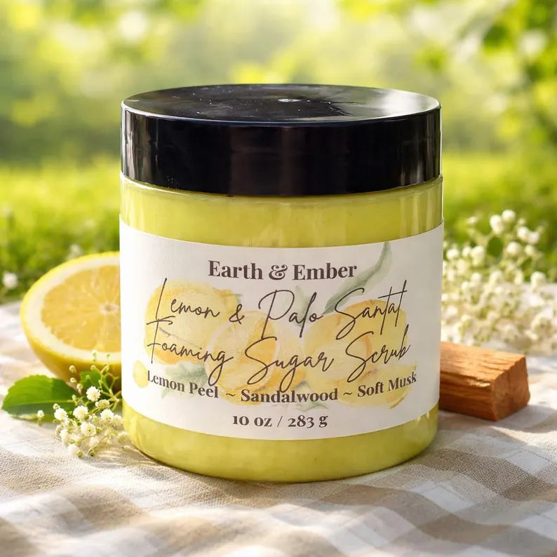 Whipped Foaming Sugar Scrub Exfoliating Body Scrub Moisturizing Handmade Skincare Earth and Ember