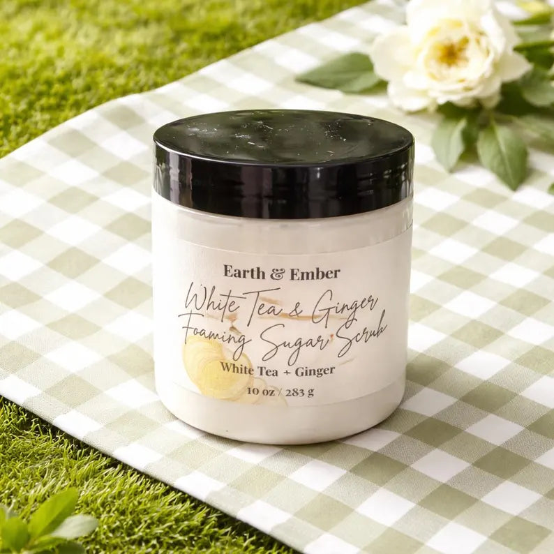 Whipped Foaming Sugar Scrub Exfoliating Body Scrub Moisturizing Handmade Skincare Earth and Ember