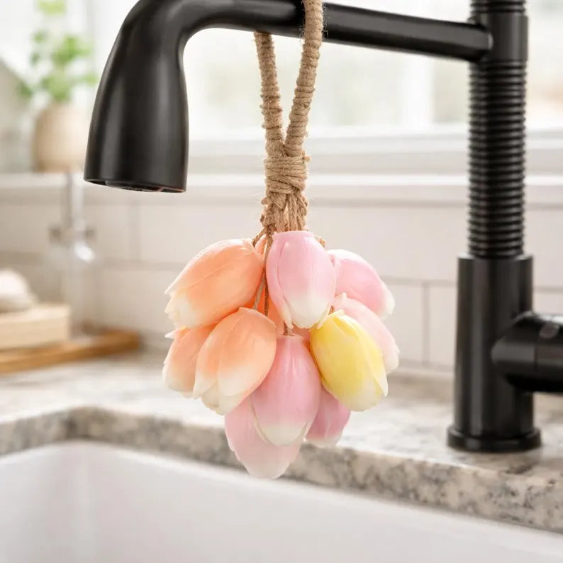 Handmade Tulip Soap Bouquet Gift Set, Goat Milk Soap On A Rope, Spring Floral Decor