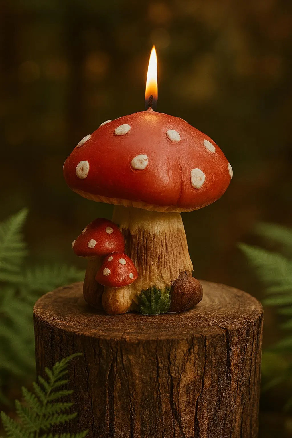 Forest Forage Mushroom Candle – Handpainted Fungi-Inspired Candle with Woodsy Scent | The Wickery