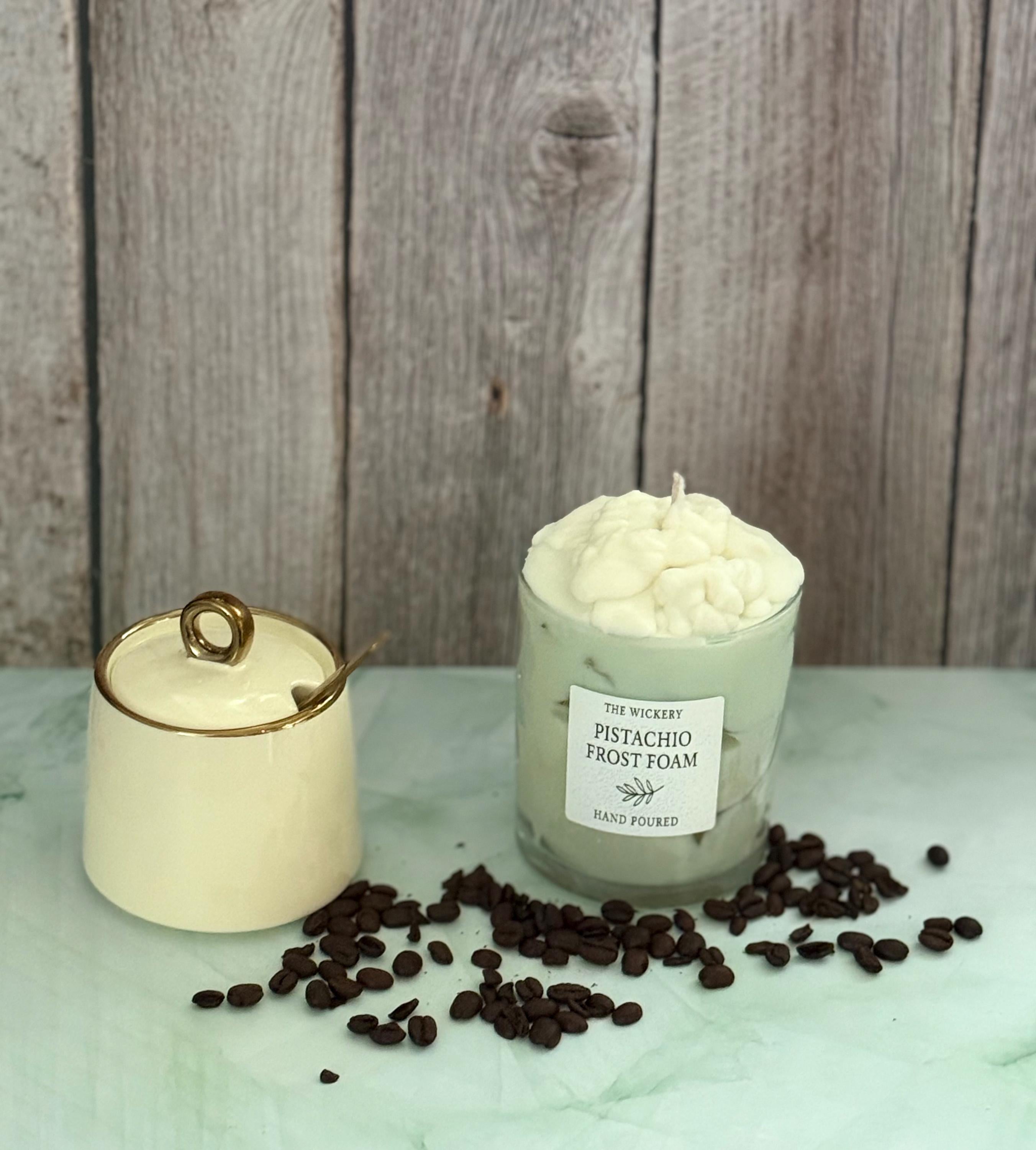Pistachio Latte Candle: Sweet Cream & Vanilla Foam - The Wickery
