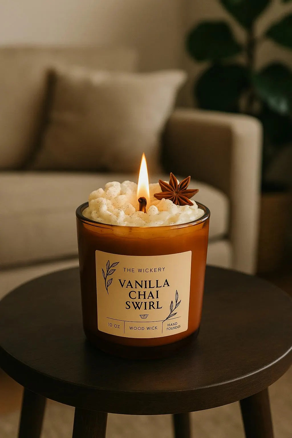 Vanilla Chai Swirl Candle: Spiced Soy Wax with Whipped Top