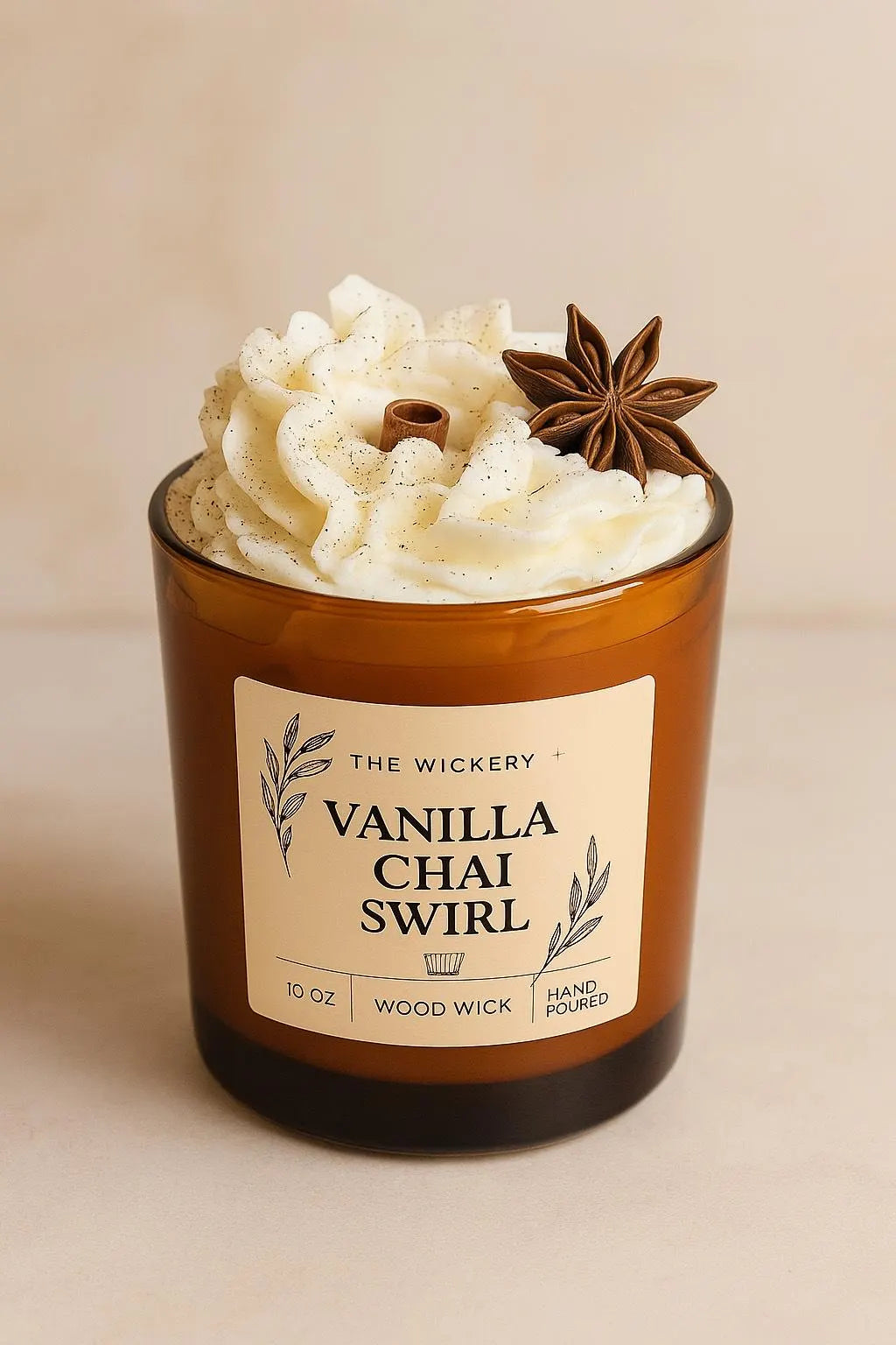 Vanilla Chai Swirl Candle: Spiced Soy Wax with Whipped Top