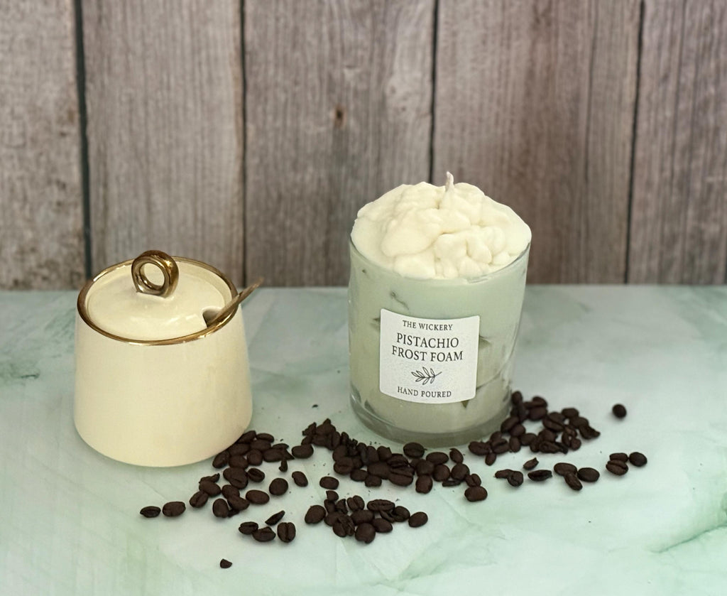 Pistachio Latte Candle: Sweet Cream & Vanilla Foam - The Wickery