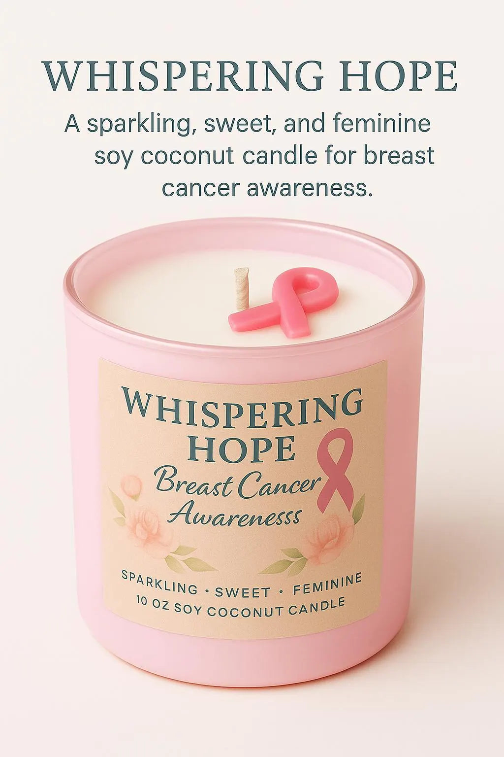 Pink Sugar Candle | Soy Coconut Wax, Breast Cancer Awareness