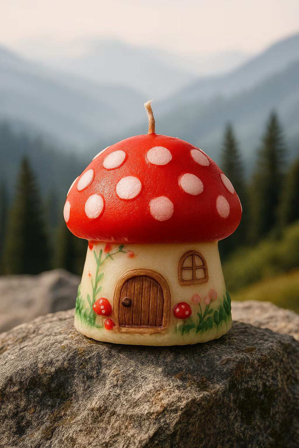 Forest Forage | Hand-Painted Mushroom House Candle | Earthy Woodsy Candle | The Wickery