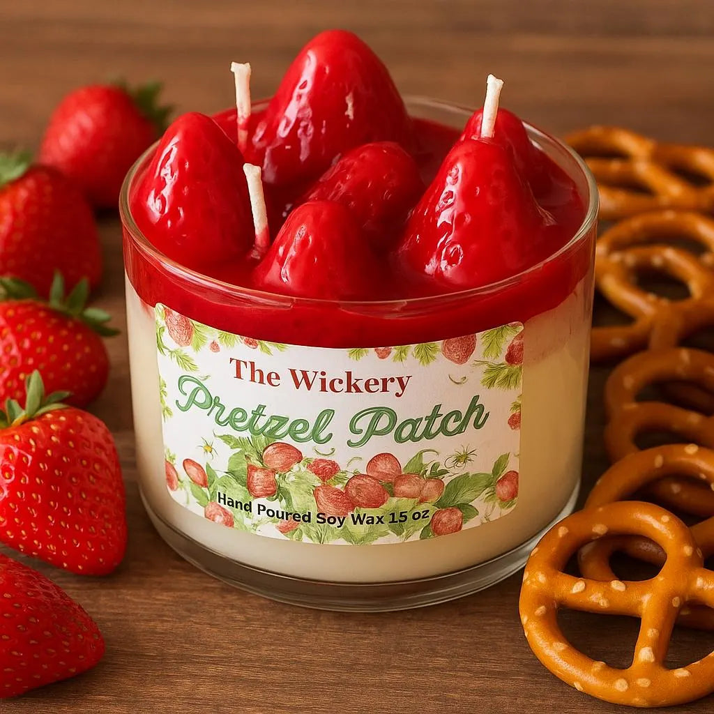 Strawberry Pretzel Dessert Candle, Layered Bakery Scent, 16 oz Hand Poured Soy
