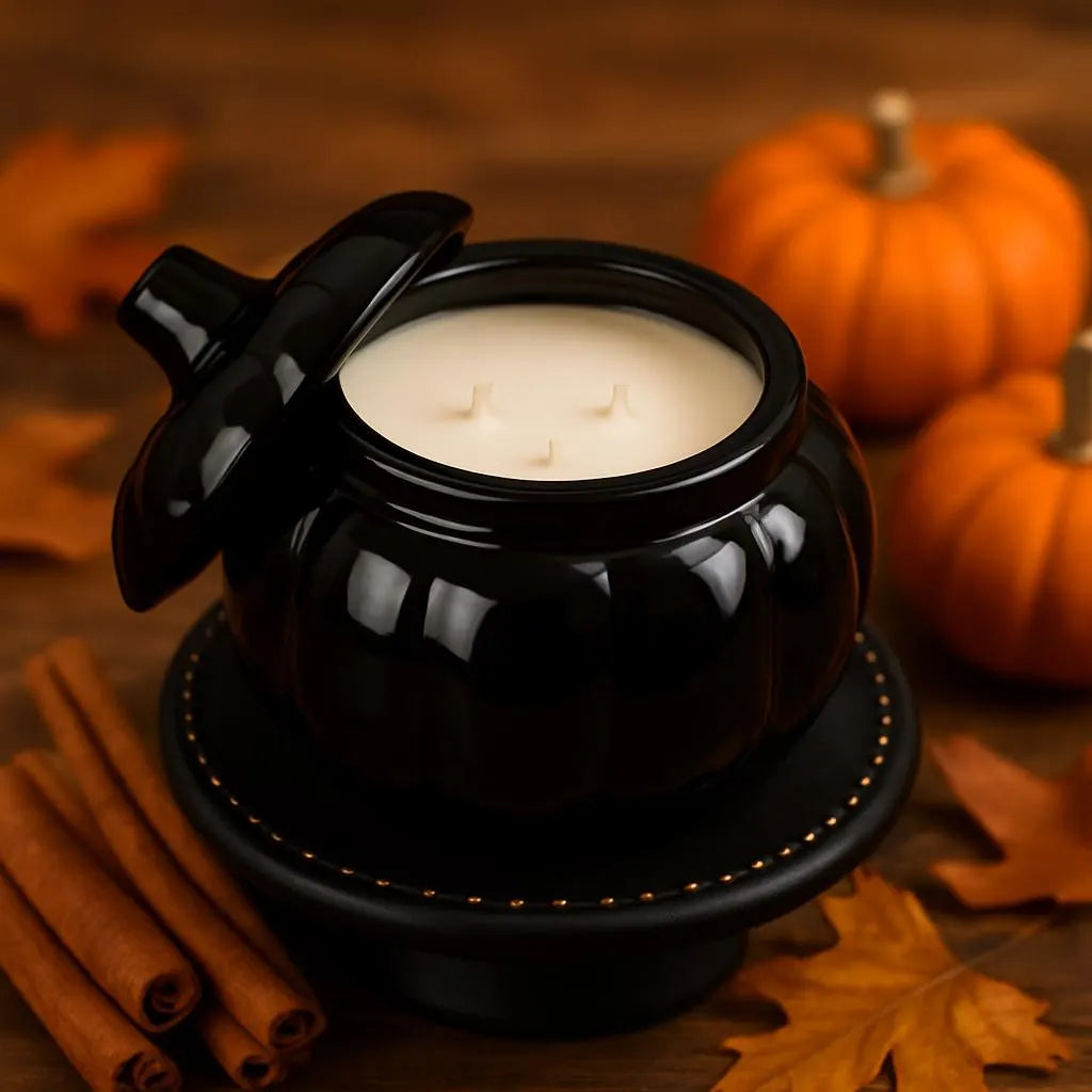 Pumpkin Pie Candle | Black Pumpkin Jar, Soy Coconut Wax