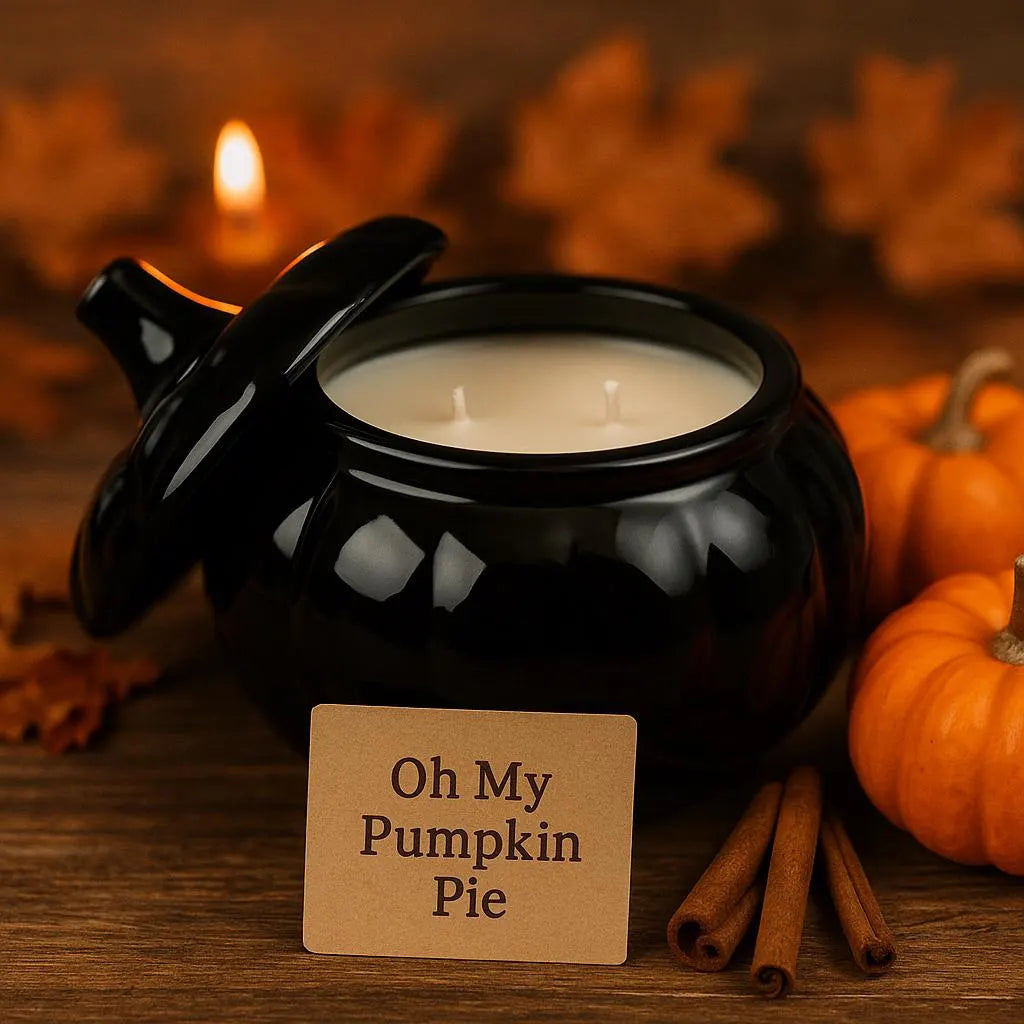 Pumpkin Pie Candle | Black Pumpkin Jar, Soy Coconut Wax