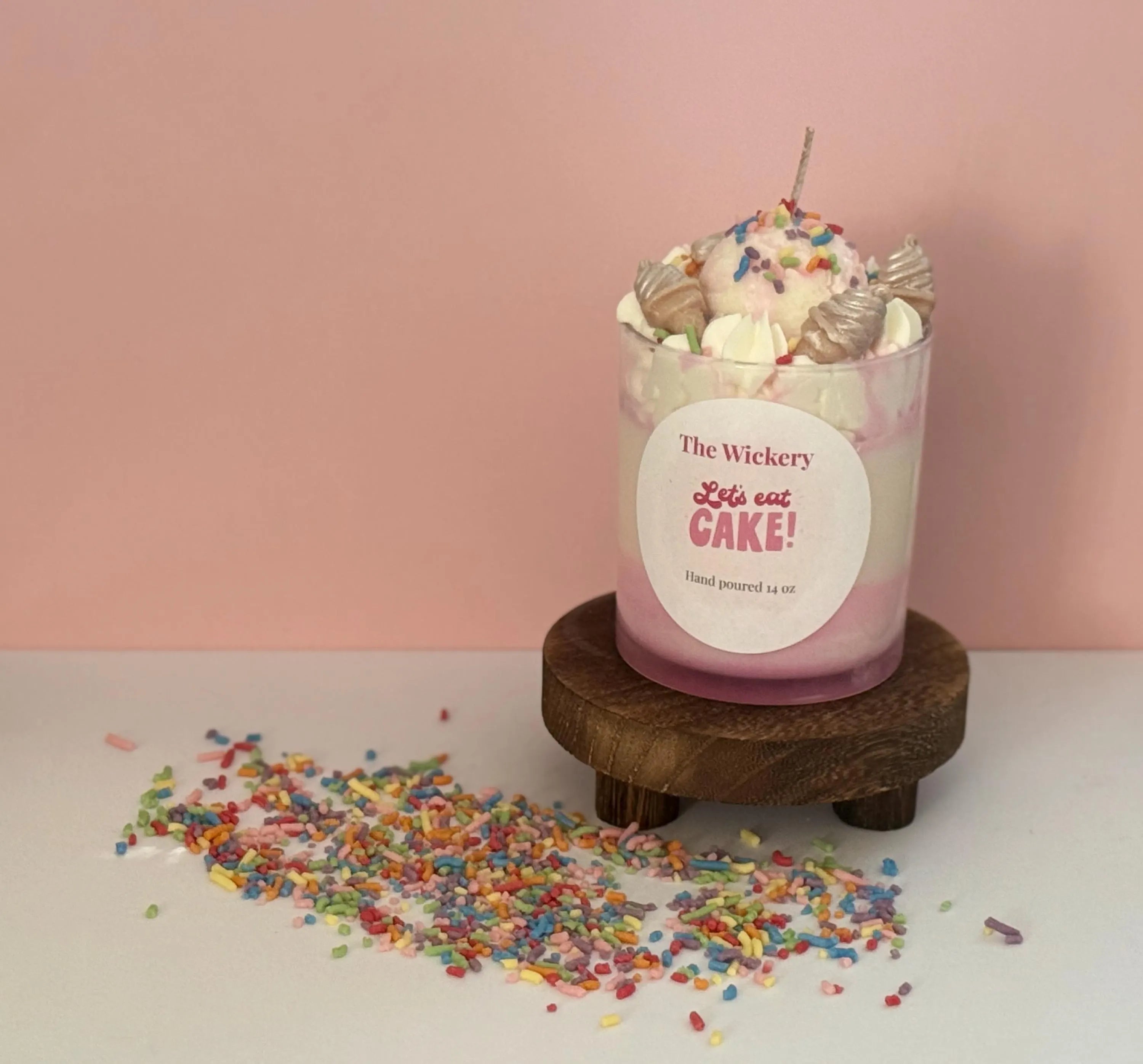 Birthday Cake Candle: Hand-Poured Dessert Candle with Whipped Wax Topping