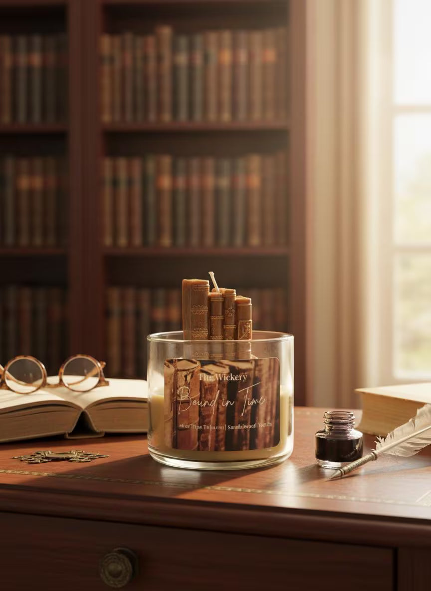 Hand Poured Book Lover Candle: Pipe Tobacco, Sandalwood, Vanilla Scent