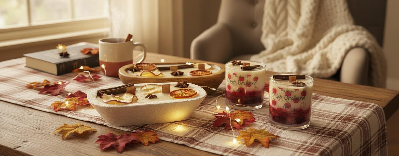 Crisp Orchard Air Candle Collection Mulled Cider Cinnamon and Sandalwood Comfort