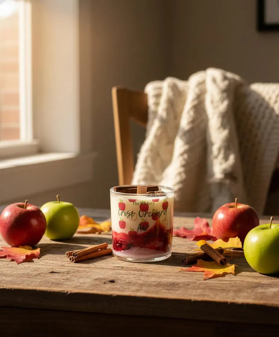 Apple Orchard Candle: Crisp Fall Scent, Soy-Coconut Wax, 10 oz