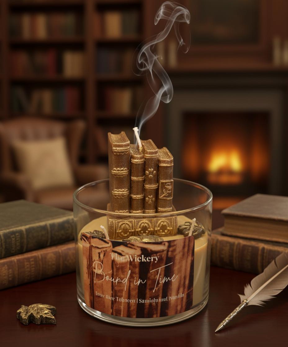 Hand Poured Book Lover Candle: Pipe Tobacco, Sandalwood, Vanilla Scent