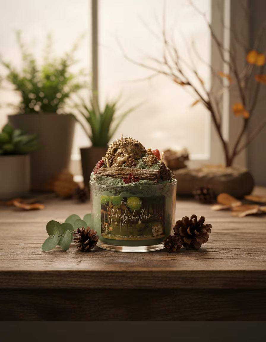 Hand-Poured Hedgehog Candle, Fir Needle Oakmoss Scent