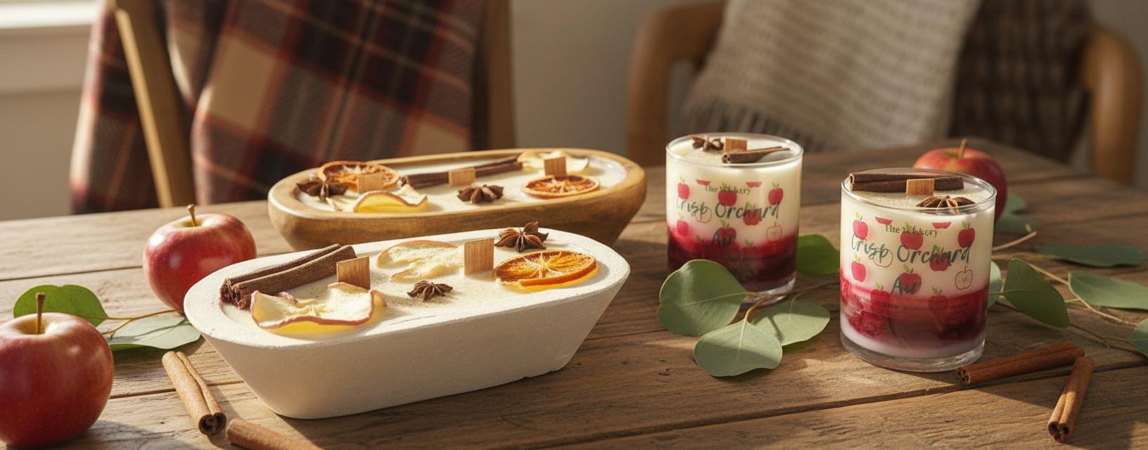 Crisp Orchard Air Candle Collection Mulled Cider Cinnamon and Sandalwood Comfort
