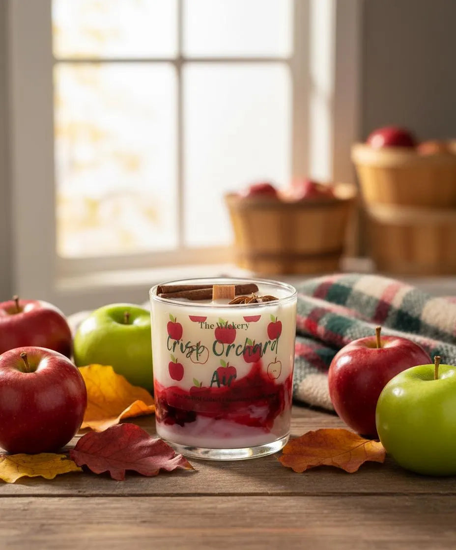 Apple Orchard Candle: Crisp Fall Scent, Soy-Coconut Wax, 10 oz