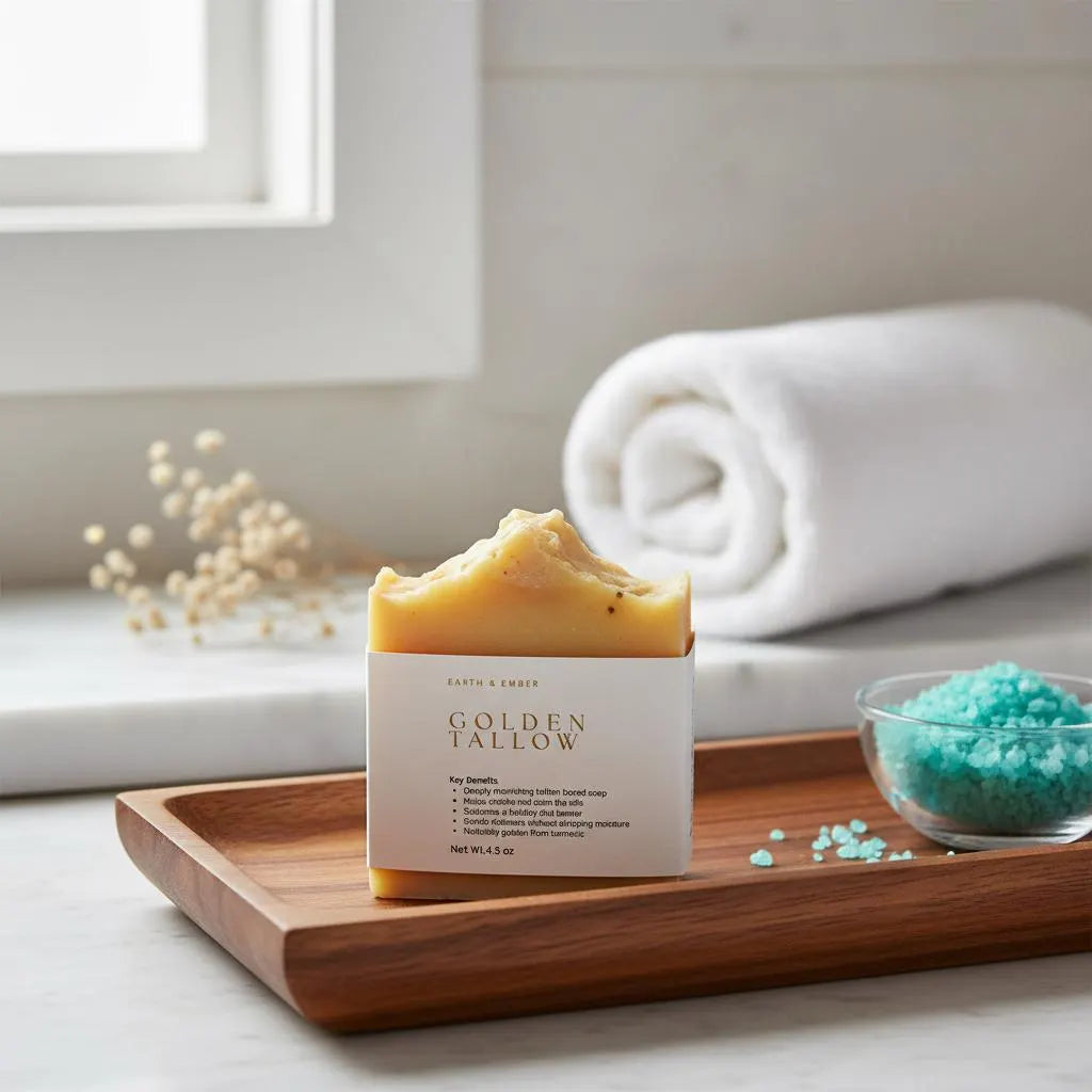 Golden Tallow Soap Handmade Cold Process Natural Unscented Turmeric Soap Bar