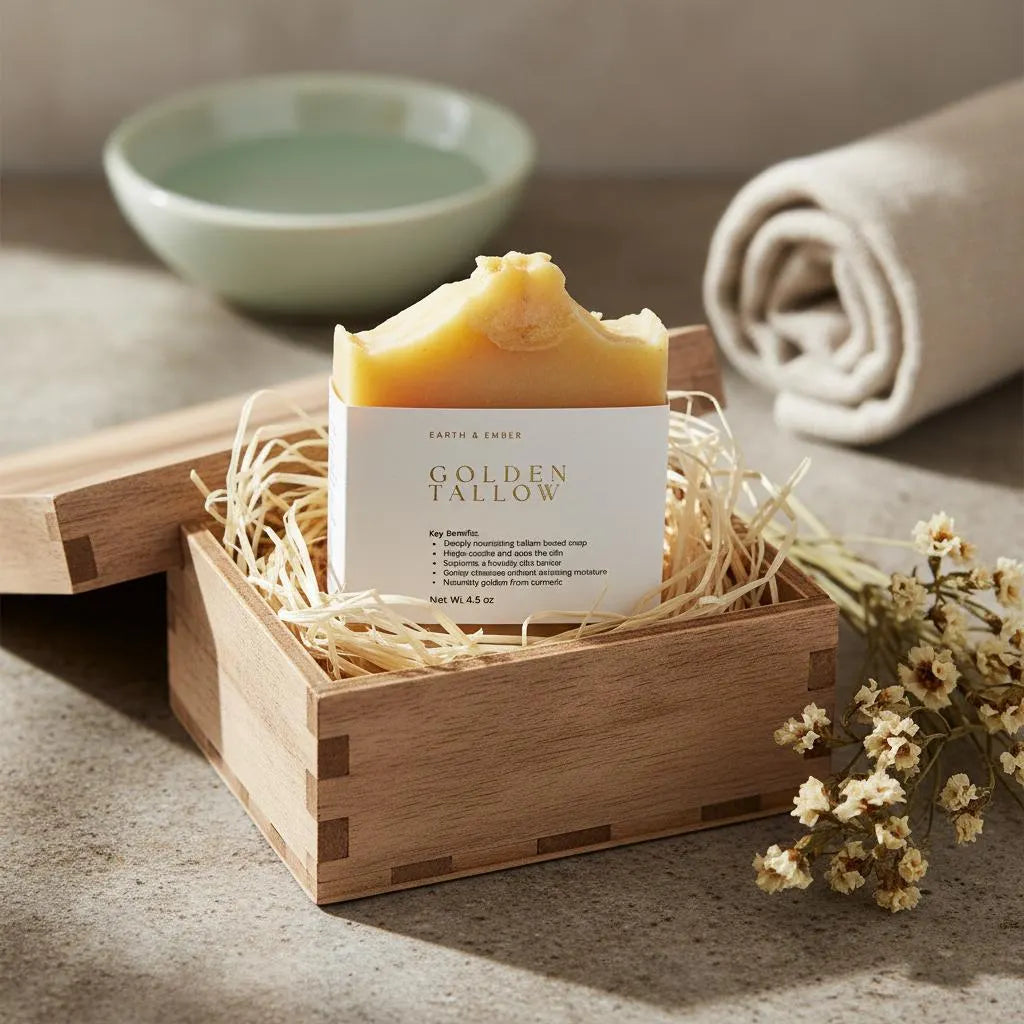 Golden Tallow Soap Handmade Cold Process Natural Unscented Turmeric Soap Bar