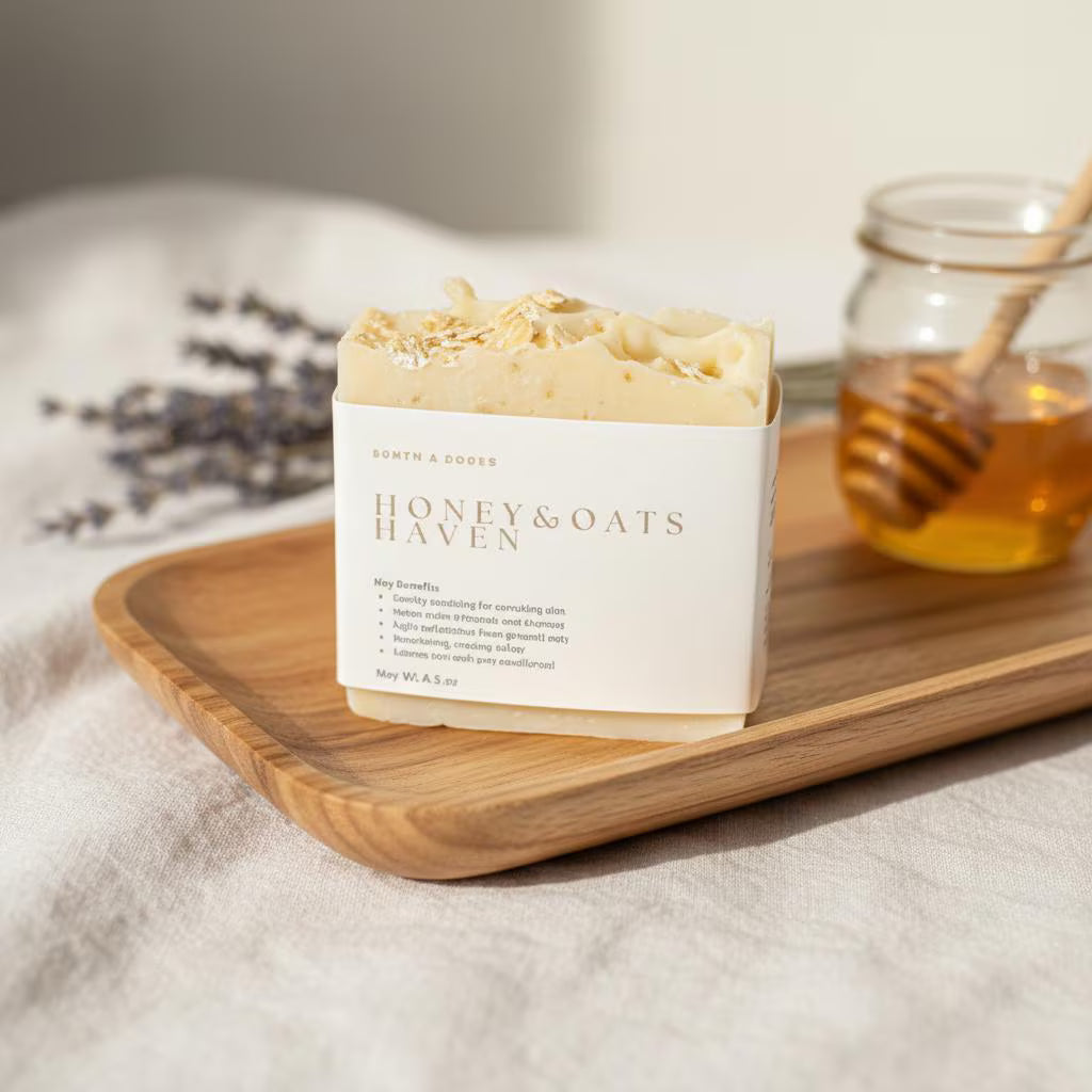 Honey and Oats Haven Tallow Soap Handmade Cold Process Oatmeal Honey Soap Bar