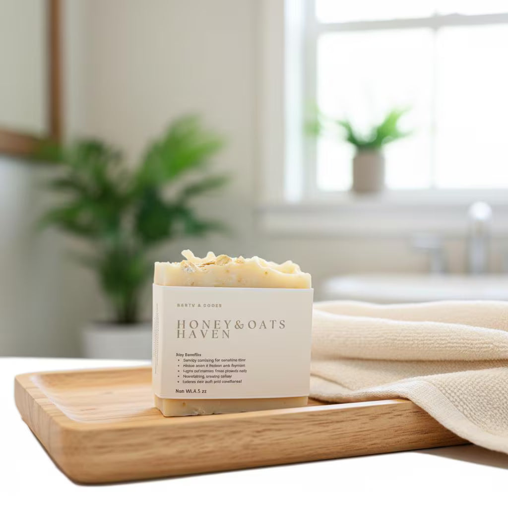 Honey and Oats Haven Tallow Soap Handmade Cold Process Oatmeal Honey Soap Bar