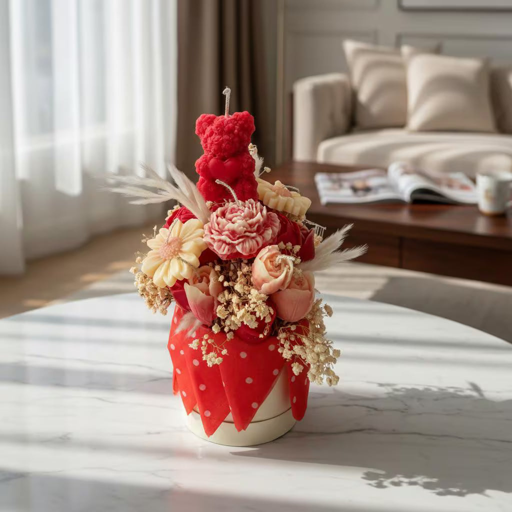 Handmade Floral Candle Arrangement