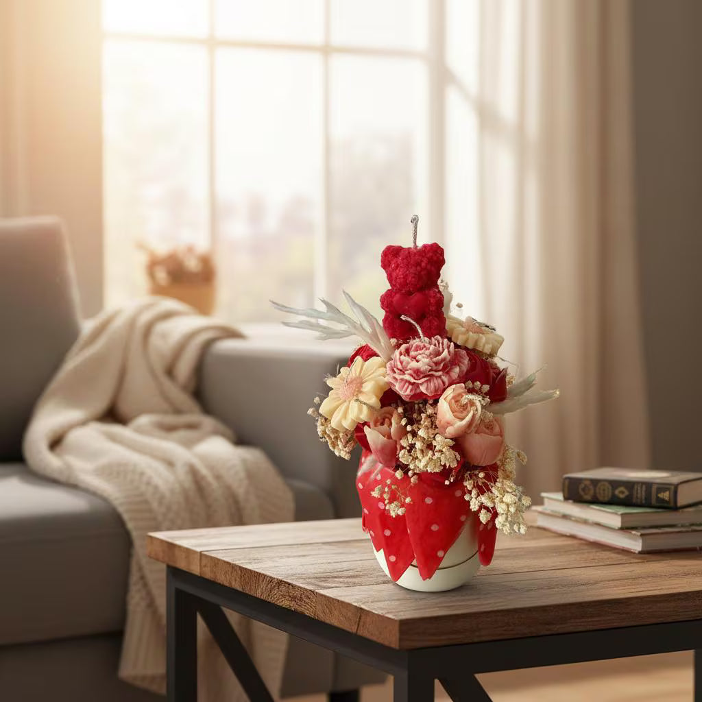 Handmade Floral Candle Arrangement
