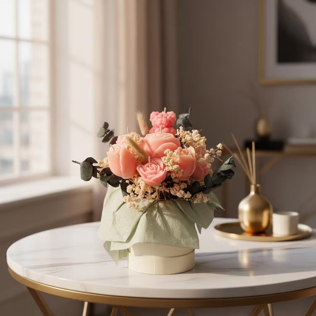 Handmade Floral Candle Arrangement