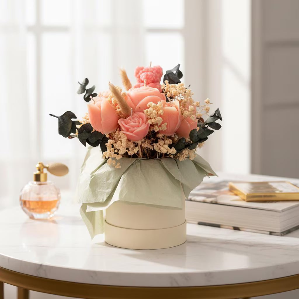 Handmade Floral Candle Arrangement