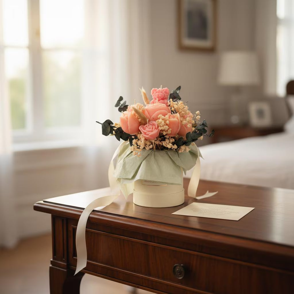 Handmade Floral Candle Arrangement