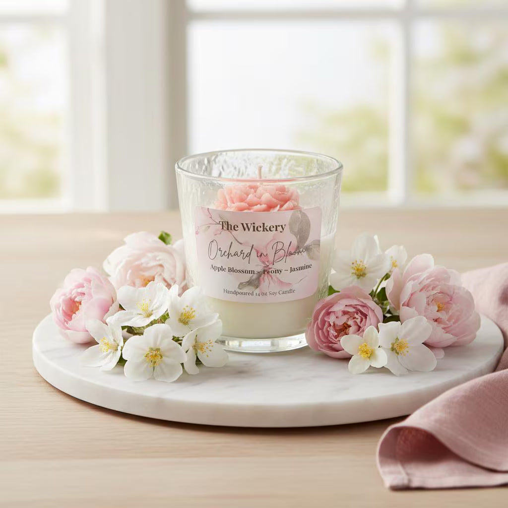 Orchard in Bloom Spring Candle Pink Apple Blossom Floral Soy Candle 14