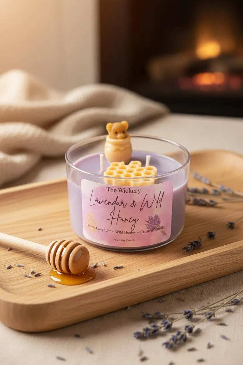 Lavender and Wild Honey Soy Candle Floral Honey Scent Handmade Candle