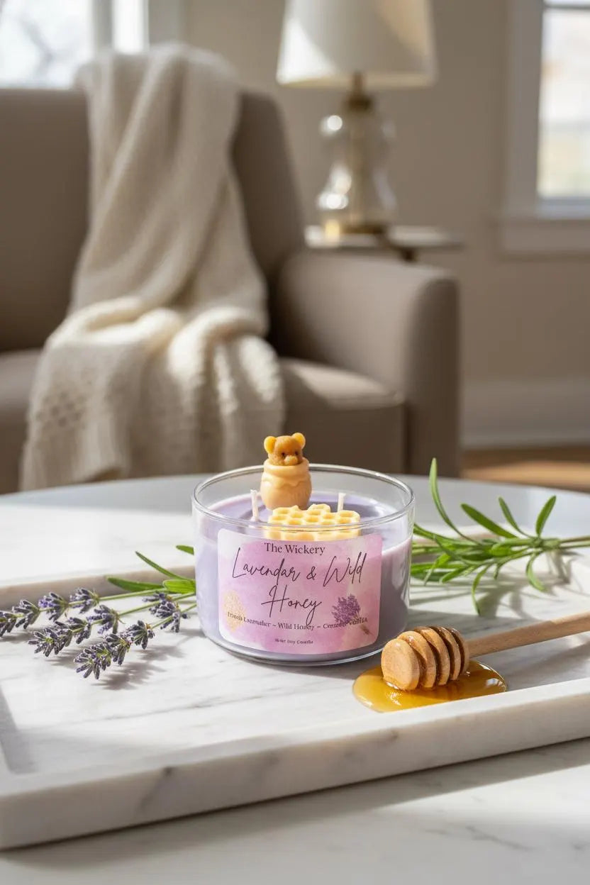 Lavender and Wild Honey Soy Candle Floral Honey Scent Handmade Candle