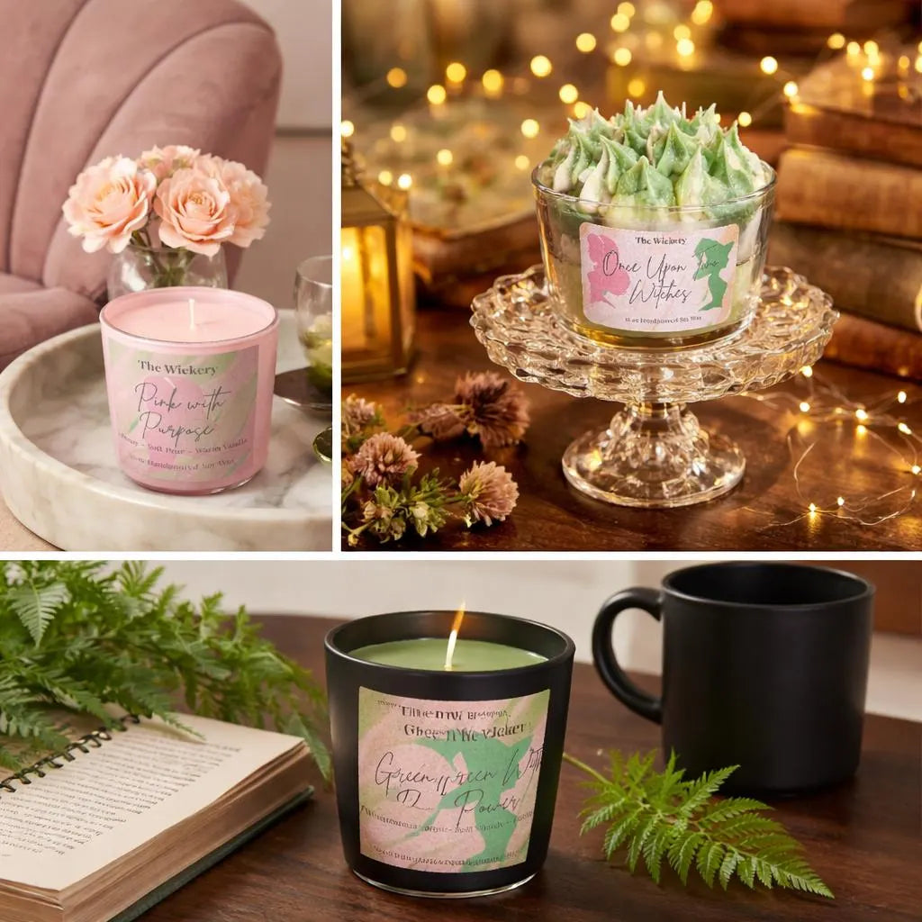 Wicked-Inspired Candle Collection | Once Upon Two Witches Candle Set | Pink & Green Witch Candles | Hand-Poured Soy Candles