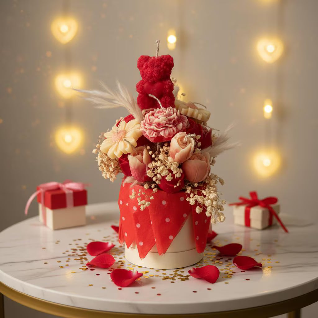 Handmade Floral Candle Arrangement