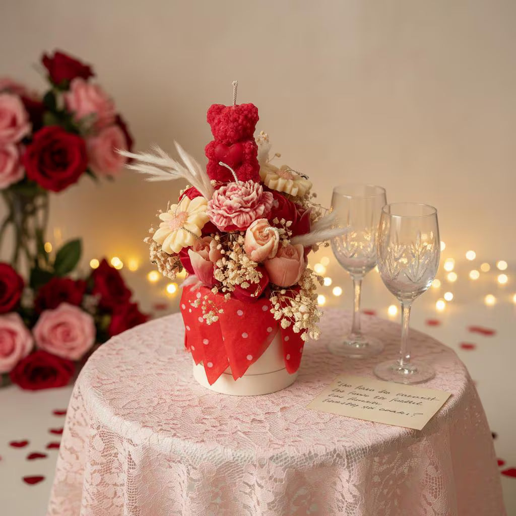Handmade Floral Candle Arrangement