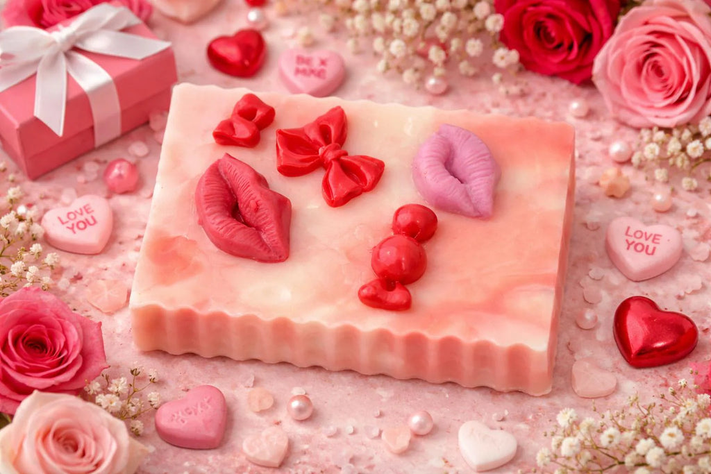 Candy Kisses Soap – Strawberry Coconut Valentine’s Soap Bar