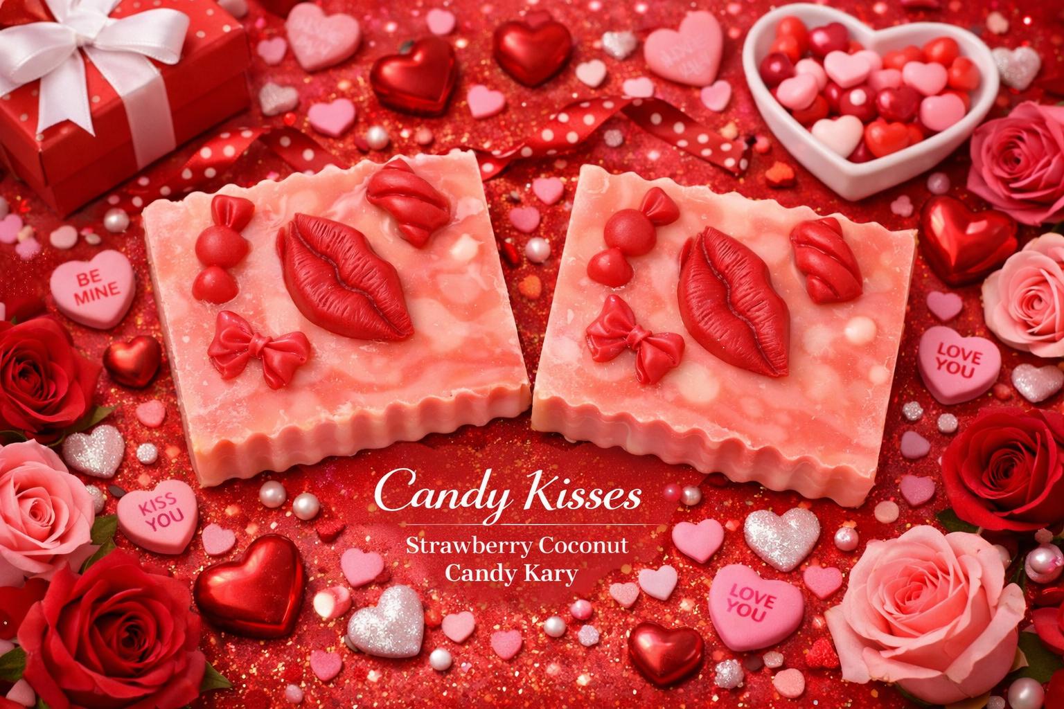 Candy Kisses Soap – Strawberry Coconut Valentine’s Soap Bar