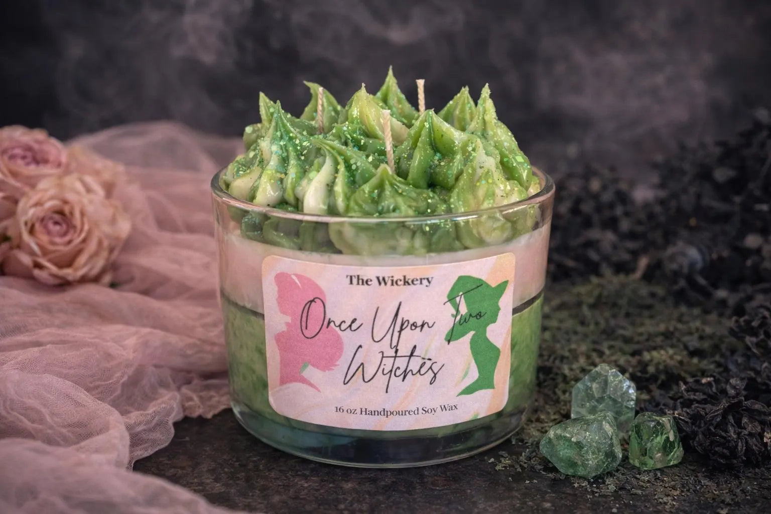 Wicked-Inspired Candle Collection | Once Upon Two Witches Candle Set | Pink & Green Witch Candles | Hand-Poured Soy Candles