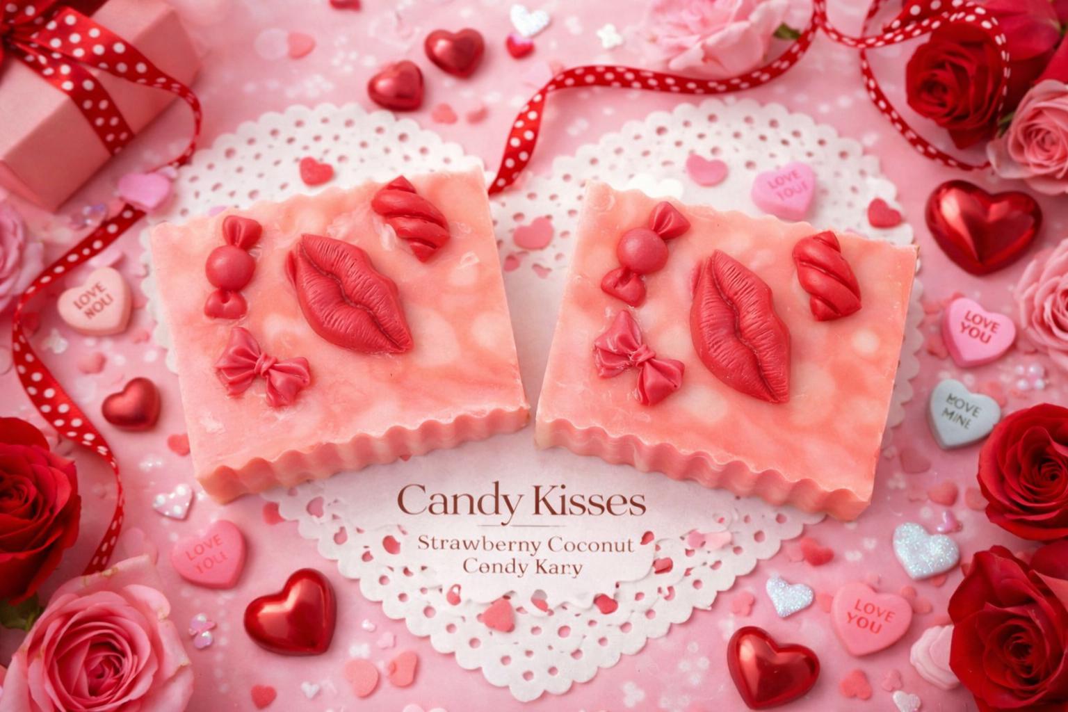 Candy Kisses Soap – Strawberry Coconut Valentine’s Soap Bar