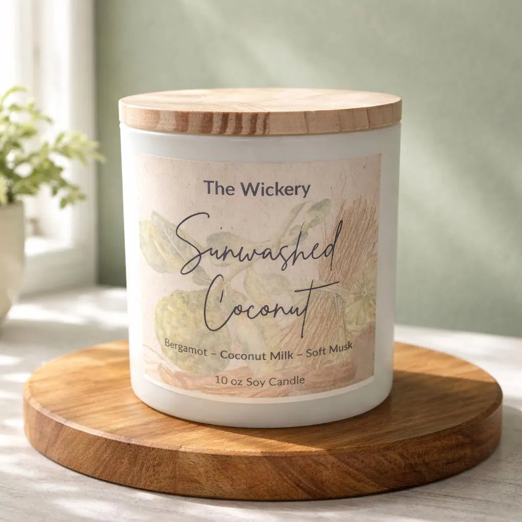 Sunwashed Coconut Candle, 10 oz Soy Wax, Coastal Home Fragrance