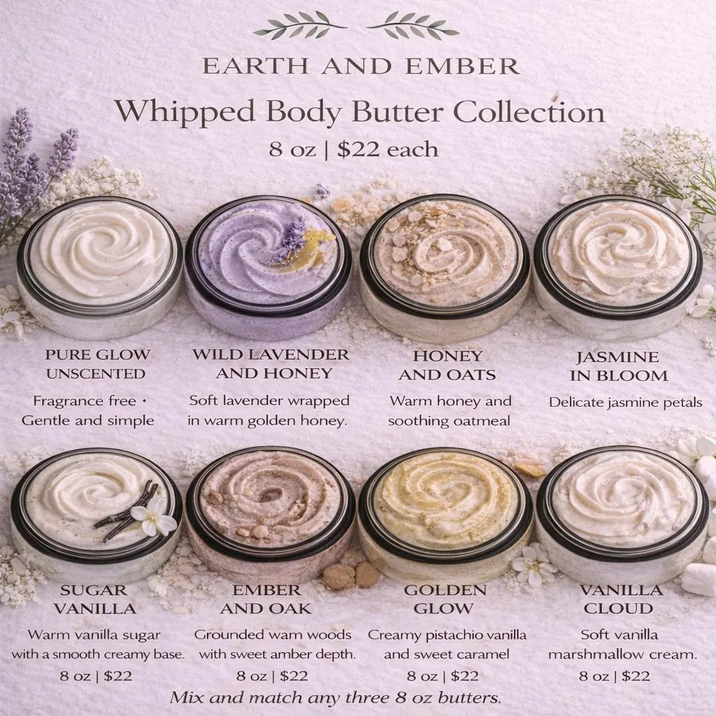 Whipped Foaming Sugar Scrub Exfoliating Body Scrub Moisturizing Handmade Skincare Earth and Ember