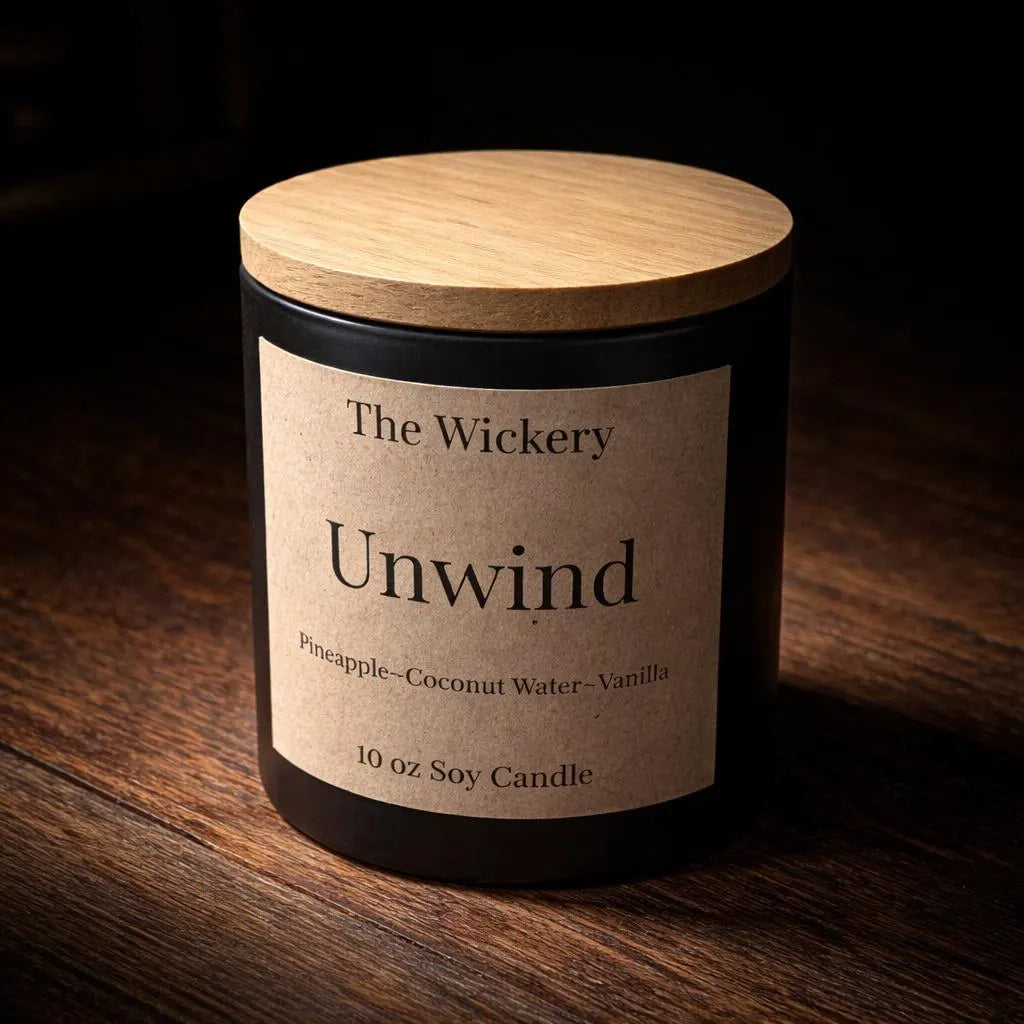 Unwind – Relaxing Soy Candle | Pineapple, White Tea & Sandalwood | Hand Poured by The Wickery